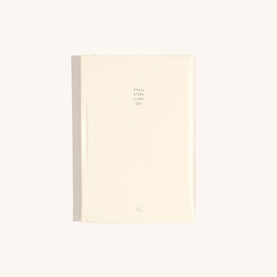 Cream PU Leather Notebook: 'Small Steps Every Day'