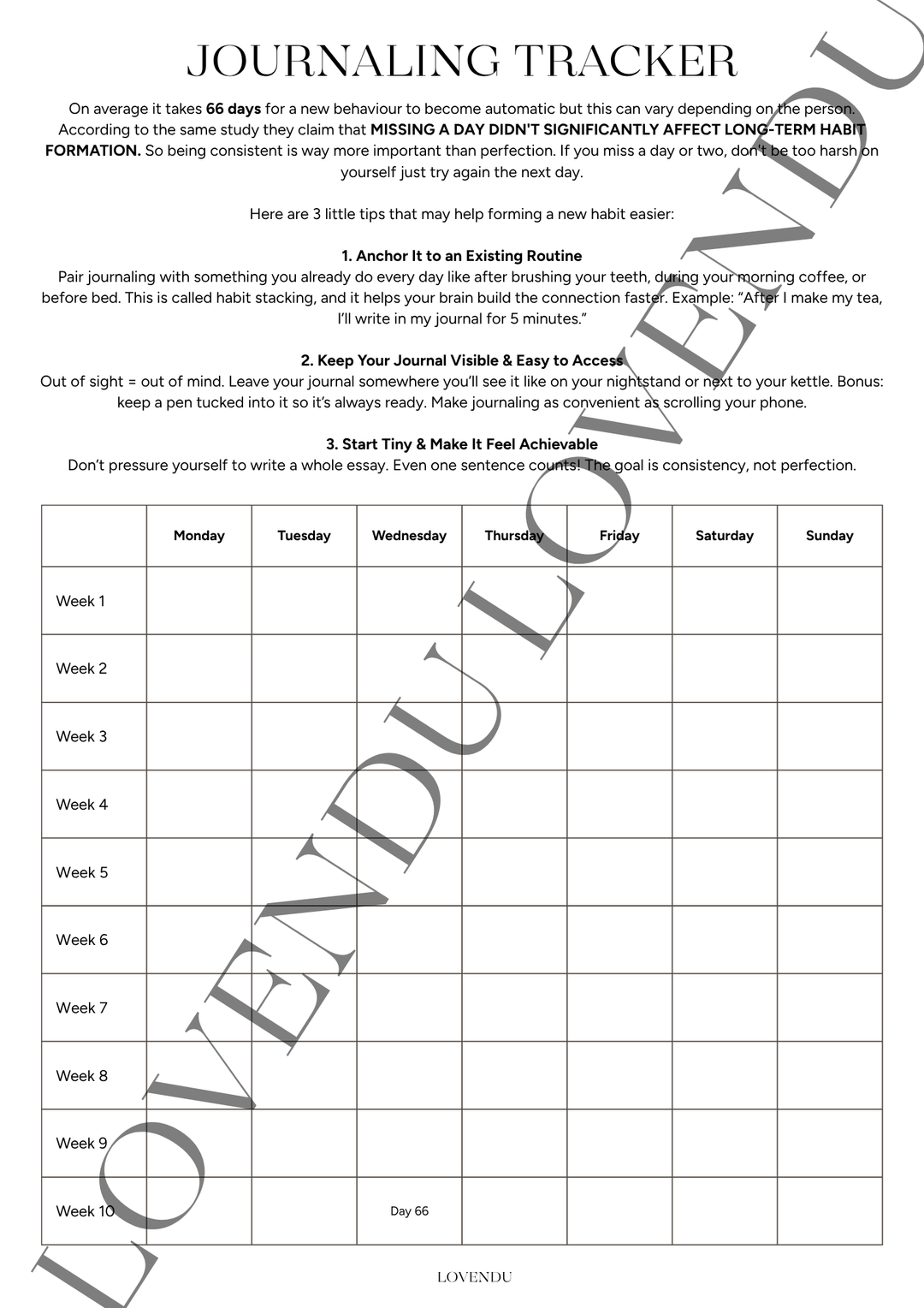 Free Printable Journaling Tracker
