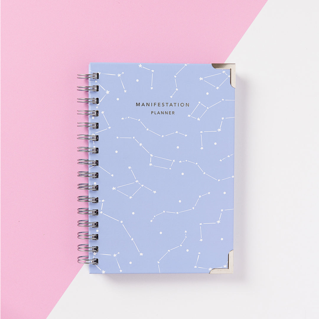 Manifestation Planner, Lovendu, Planner, manifestation-journal, blue, dreams, goals, lawofattraction, manifest, manifestation, notebook, paper, paper product, planner, productivity, rich, sta