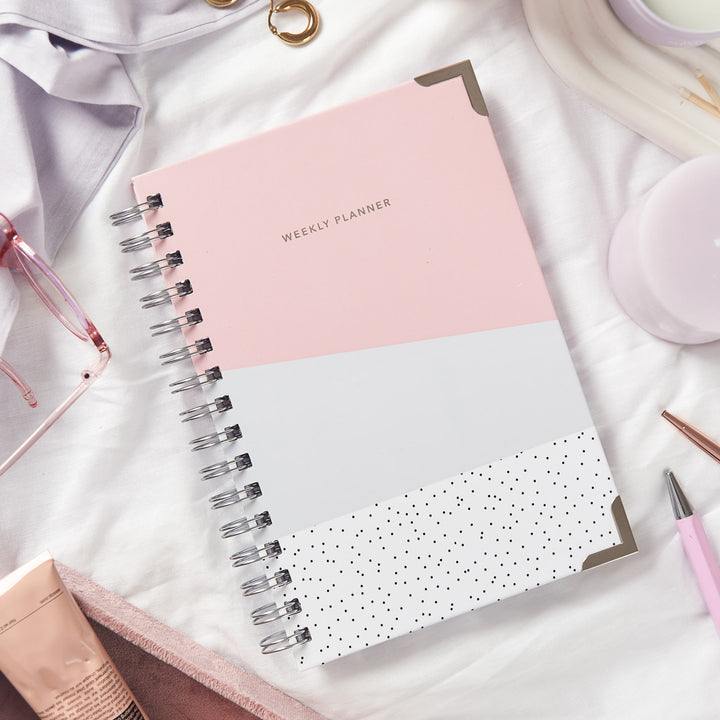 Weekly Planner, Lovendu, Planner, weekly-planner, diary, goals, notebook, organisation, paper, paper product, pink, planner, polkadot, procrastination, productivity, stationary, text, weekly 