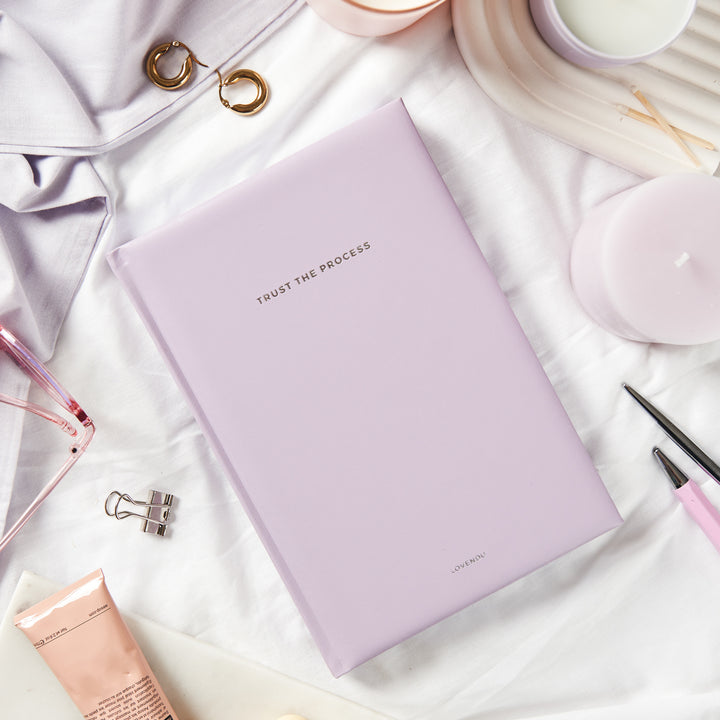 A5 Premium Lilac PU Leather Notebook: 'Trust the Process', Lovendu, Notebook, a5-premium-lilac-pu-leather-notebook-trust-the-process,  - Lovendu