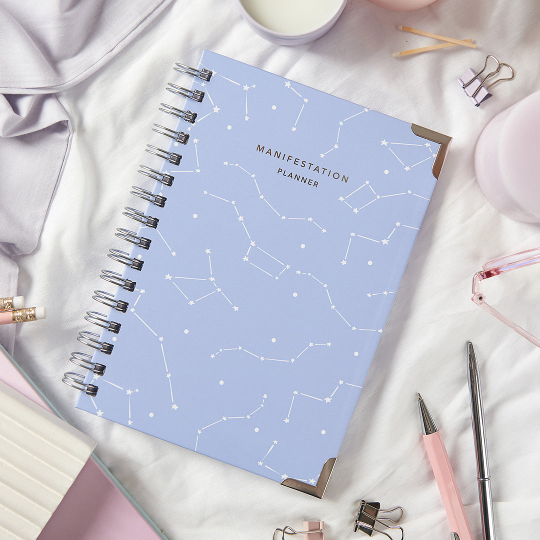 Manifestation Planner, Lovendu, Planner, manifestation-journal, blue, dreams, goals, lawofattraction, manifest, manifestation, notebook, paper, paper product, planner, productivity, rich, sta